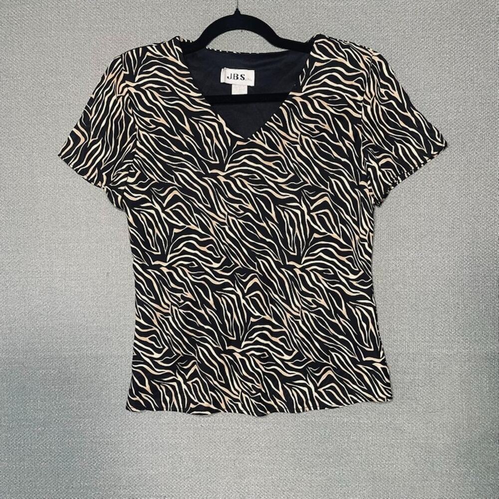 Vintage JBS Ltd Blouse Tiger Animal Print 10P Shoulder Pads USA Made Office